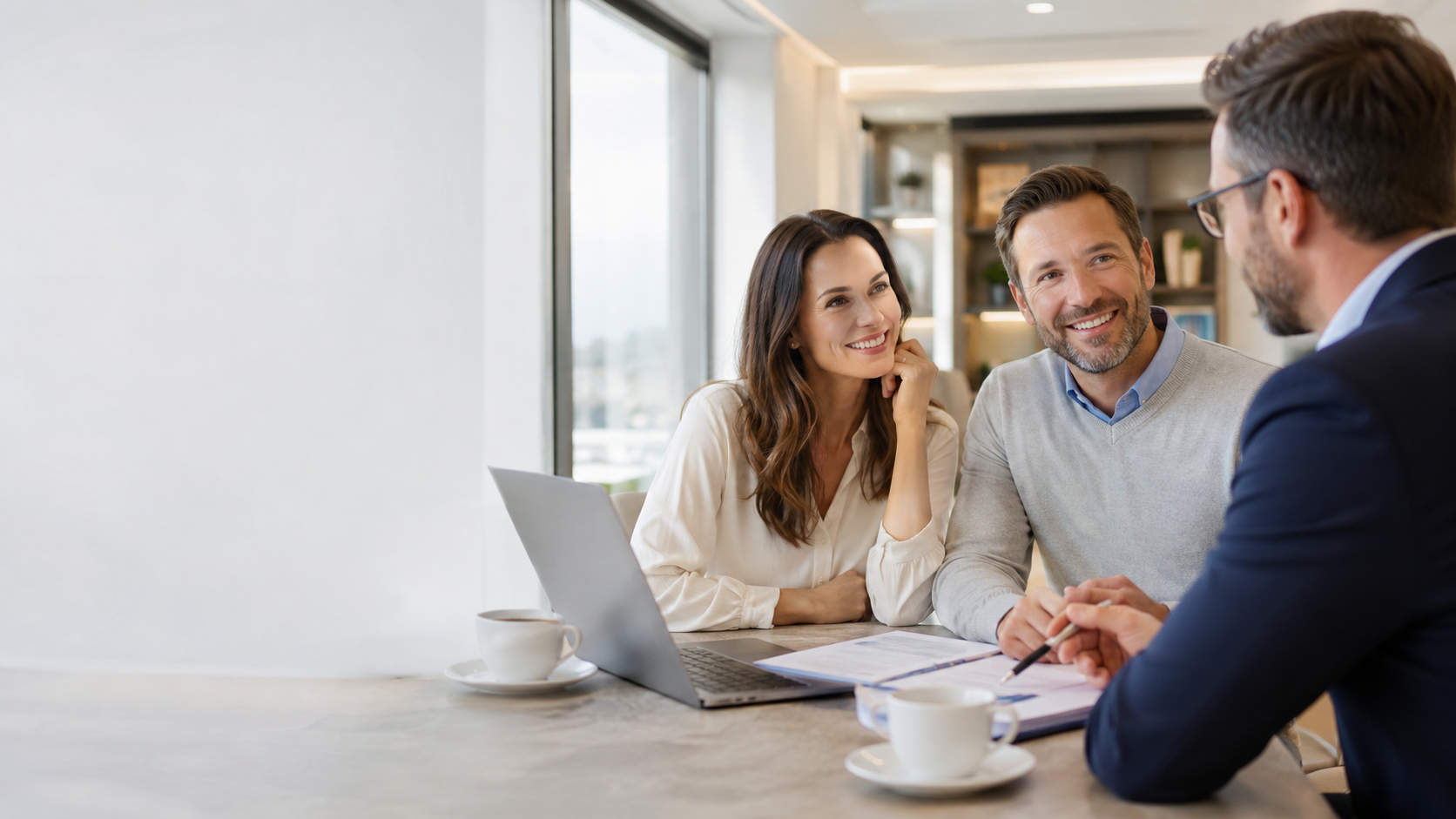 An adviser talking with clients