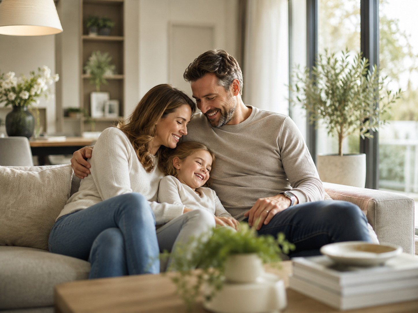 A family relaxing together at home