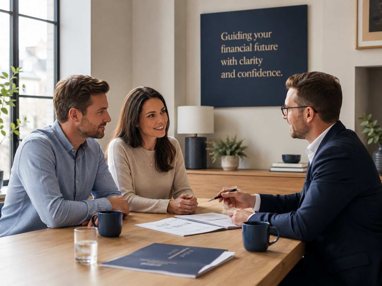 An adviser talking with a couple